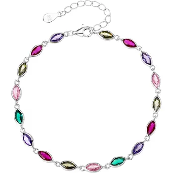 Náramek NUBIS® Dámský stříbrný náramek s barevnými kameny - NB-1292