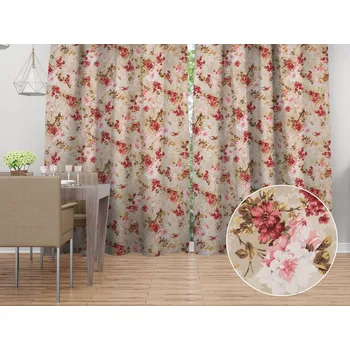 ubrus Dekorační závěs Leona LN-167 Plané růže na béžovém 130x140 cm