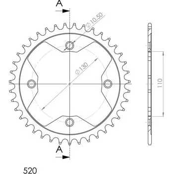 Řetězová sada pro motocykl Řetězová rozeta SUPERSPROX RFE-1350:39-BLK černý 39 zubů, 520