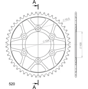 Řetězová sada pro motocykl Řetězová rozeta SUPERSPROX RFE-735:48-BLK černý 48 zubů, 520