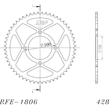 Řetězová sada pro motocykl Řetězová rozeta SUPERSPROX RFE-1806:56-BLK černý 56 zubů, 428