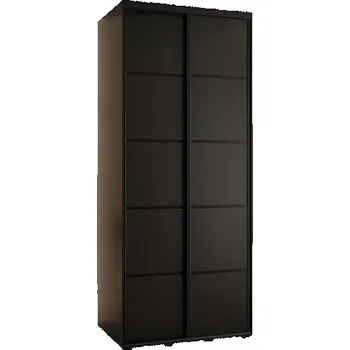 Šatní skříň Šatní skříň s posuvnými dveřmi DAVOS 4, 100cm | Černá / černé pojezdy