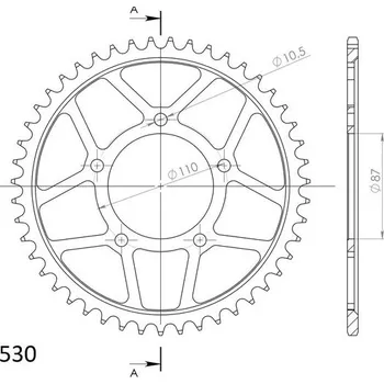 Řetězová sada pro motocykl Řetězová rozeta SUPERSPROX RFE-829:47-BLK černý 47 zubů, 530