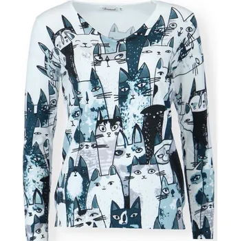 Dámský svetr Svetřík s potiskem Damod DV85038 barva: zelená-petrolejová, velikost: S/M