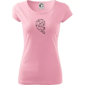 Dámské tričko Párovy motiv srdce geometrie - ONA - Dámské triko Pure - S ( Růžová )