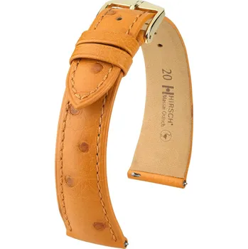 Módní doplněk Kožený řemínek Hirsch Massai Ostrich L 04362075-7, hnědý, pštrosí kůže, délka L, Quick Release - 19 mm