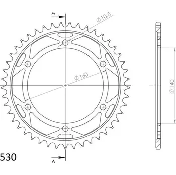 Řetězová sada pro motocykl Řetězová rozeta SUPERSPROX RFE-502:45-BLK černý 45 zubů, 530