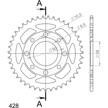 Řetězová sada pro motocykl Řetězová rozeta SUPERSPROX RFE-269:43-BLK černý 43 zubů, 428