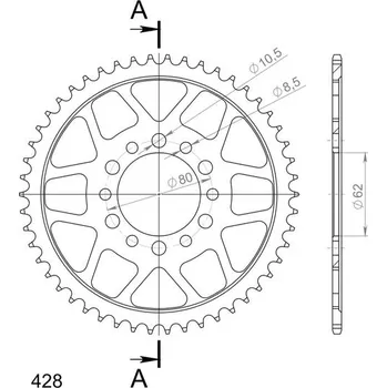Řetězová sada pro motocykl Řetězová rozeta SUPERSPROX RFE-1842:50-BLK černý 50 zubů, 428