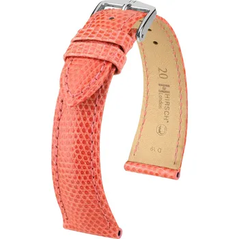 Řemínek na hodinky Kožený řemínek Hirsch London 04366122-2, růžový, ještěrčí kůže, Quick Release - 14 mm