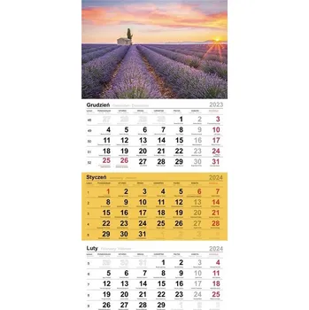 Kalendář Kalendarz 2024 Trójdzielny lawendowe pole