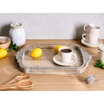 Servírovací podnos světle hnědý mangové dřevo vyřezávané okraje stojan na občerstvení moderní rustikální styl doplňky kuchyně jídelna Beliani