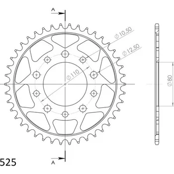 Řetězová sada pro motocykl Řetězová rozeta SUPERSPROX RFE-1332:42-BLK černý 42 zubů, 525