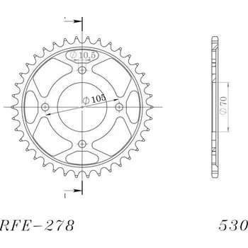 Řetězová sada pro motocykl Řetězová rozeta SUPERSPROX RFE-278:38-BLK černý 38 zubů, 530