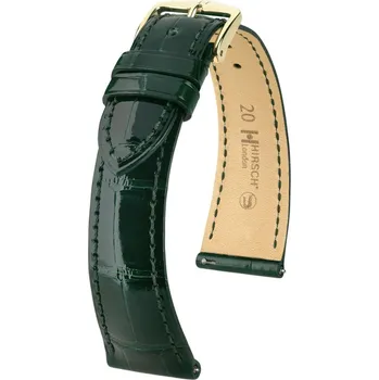 Módní doplněk Kožený řemínek Hirsch London 04307141-7, zelený, aligátoří kůže, Quick Release - 14 mm