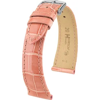 Módní doplněk Kožený řemínek Hirsch London 04307123-2, růžový, aligátoří kůže, Quick Release - 14 mm