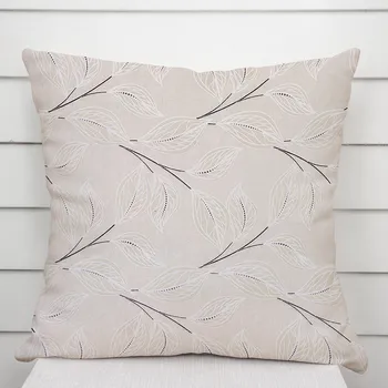 Povlak na polštářek Dekorační povlak na polštář Leona LN-164 Pnoucí lístky na režném 50 x 50 cm