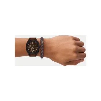 Šperk Sada hodinek a náramek Fossil Machine Chronograph FS6102SET Hnědá OS