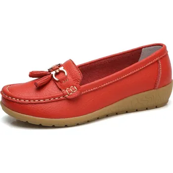 Dámské mokasíny Dámské mokasíny na klínku – nazouváky Barva: Červená, Velikost: 42