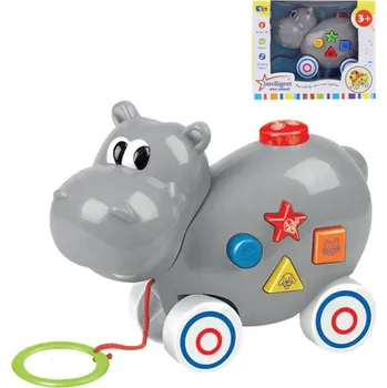 Hračka pro nejmenší Hroch baby tahací plastové zvířátko pro miminko na baterie Světlo Zvuk