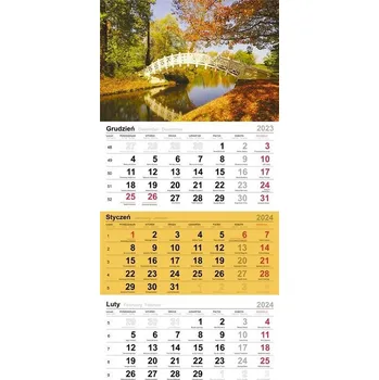 Kalendář Kalendarz 2024 Trójdzielny biały mostek jesienią