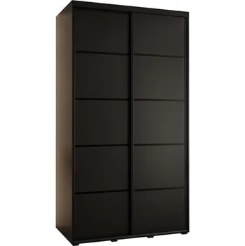 Šatní skříň Šatní skříň s posuvnými dveřmi DAVOS 4, 140cm | Černá / černé pojezdy