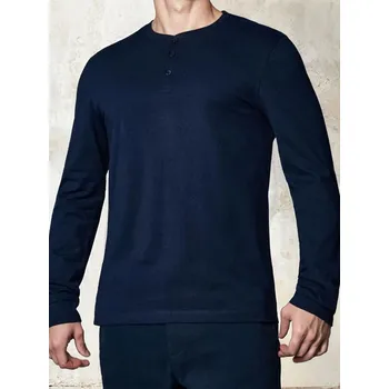 Pánské tričko Sinsay - Tričko s dlouhými rukávy - námořnická modrá - 653EY-59X - 653EY-59X-M
