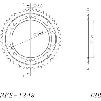 Řetězová sada pro motocykl SUPERSPROX Řetězová rozeta SUPERSPROX RFE-1249:51-BLK černý 51 zubů, 428