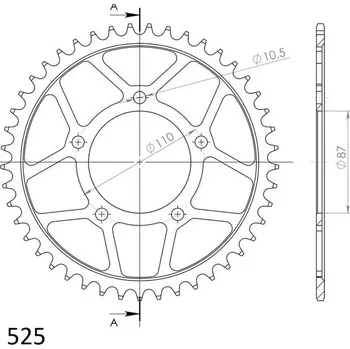 Řetězová sada pro motocykl Řetězová rozeta SUPERSPROX RFE-807:45-BLK černý 45 zubů, 525