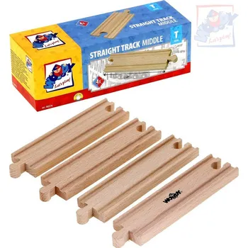 Vláček a vláčkodráha WOODY DŘEVO Kolej rovná střední set 4ks příslušenství k vláčkodráze | 528203
