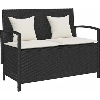 Zahradní nábytek VidaXL zahradní úložná lavice s černým polyratanovým polštářem