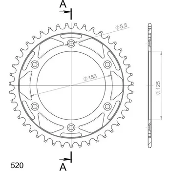 Řetězová sada pro motocykl Řetězová rozeta SUPERSPROX RFE-210:43-BLK černý 43 zubů, 520