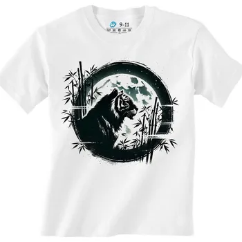 Dívčí tričko Dětské tričko Měsíční Tygr Bambusového Lesa (Barva: Bílá)