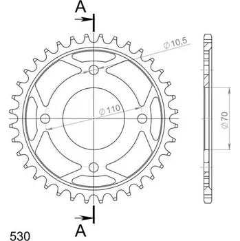 Řetězová sada pro motocykl Řetězová rozeta SUPERSPROX RFE-246:36-BLK černý 36 zubů, 530