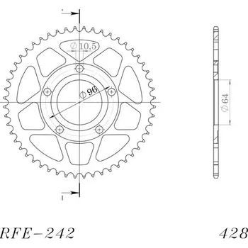 Řetězová sada pro motocykl Řetězová rozeta SUPERSPROX RFE-242:53-BLK černý 53 zubů, 428