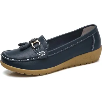 Dámské mokasíny Dámské mokasíny na klínku – nazouváky Barva: Tmavě Modrá, Velikost: 43