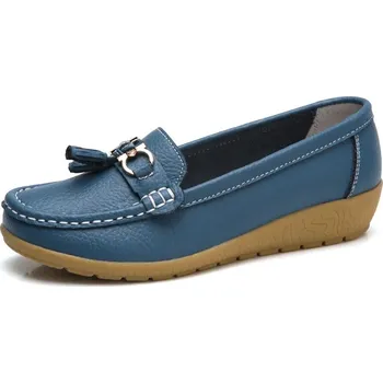 Dámské mokasíny Dámské mokasíny na klínku – nazouváky Barva: Modrá, Velikost: 42