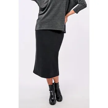 Dámská sukně Delší bavlněná černá dámská sukně s rozparkem 193 velikost L