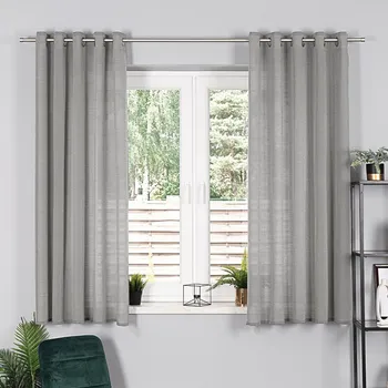 Závěs Dekorační JEMNÝ krátký závěs s kroužky BASIC šedá 145x170 cm (cena za 1 kus) MyBestHome