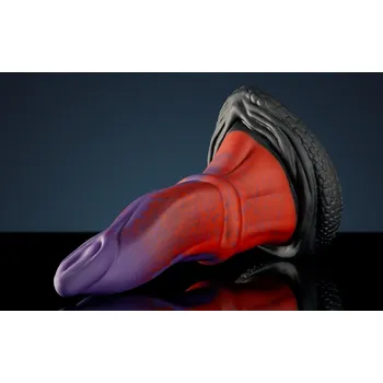 Dildo Weredog Loch Signature Jet/Lavender/Crimson Large, prémiové černo-levandulovo-červené silikonové dildo 26,7 x 2,8–9,3 cm