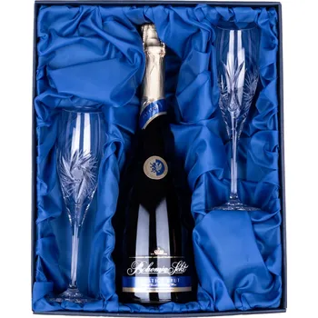 Sklenice ONTE CRYSTAL Bohemia Sekt Prestige Brut se 2 skleničkami 150ml, Větrník