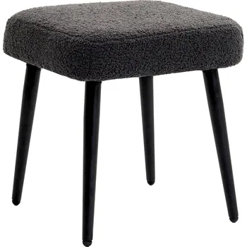 Taburet HOMCOM Čtvercová podnožka s kašmírovým vzhledem, tmavě šedá, ocelové nohy, ideální do obývacího pokoje a ložnice | Aosom.de