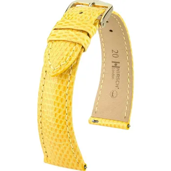 Řemínek na hodinky Kožený řemínek Hirsch London L 04366072-7, žlutý, ještěrčí kůže, délka L, Quick Release - 19 mm
