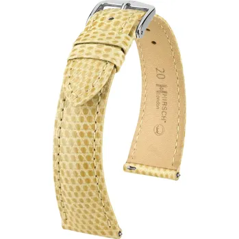 Řemínek na hodinky Kožený řemínek Hirsch London L 04366090-2, béžový, ještěrčí kůže, délka L, Quick Release - 19 mm