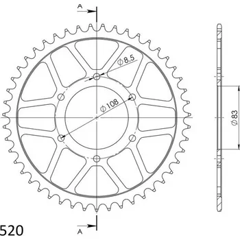 Řetězová sada pro motocykl Řetězová rozeta SUPERSPROX RFE-404:47-BLK černý 47 zubů, 520