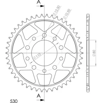 Řetězová sada pro motocykl Řetězová rozeta SUPERSPROX RFE-1334:45-BLK černý 45 zubů, 530