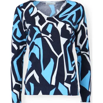 Dámský svetr Svetřík s potiskem Damod V23848 barva: modrá, velikost: S/M