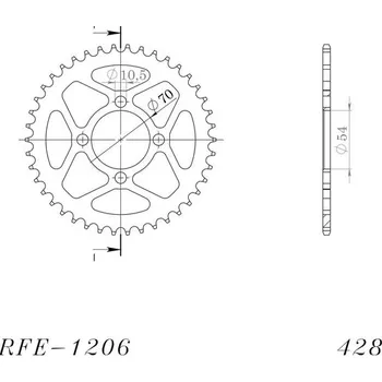 Řetězová sada pro motocykl Řetězová rozeta SUPERSPROX RFE-1206:42-BLK černý 42 zubů, 428