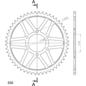 Řetězová sada pro motocykl Řetězová rozeta SUPERSPROX RFE-816:52-BLK černý 52 zubů, 530