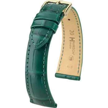 Módní doplněk Kožený řemínek Hirsch London 04307149-7, zelený, aligátoří kůže, Quick Release - 14 mm
